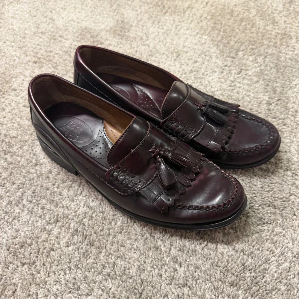 G.H. Bass Weejuns Barnett Mens 10M Burgundy Leather Tassel Kiltie Loafers Shoes